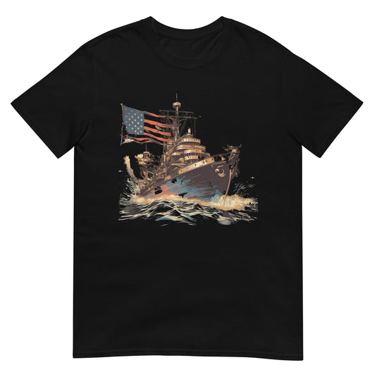 Military Ship Usa Boat Shirt Black / S