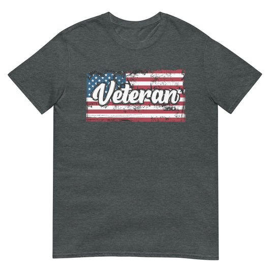 Veteran Usa Flag Shirt Dark Heather / S