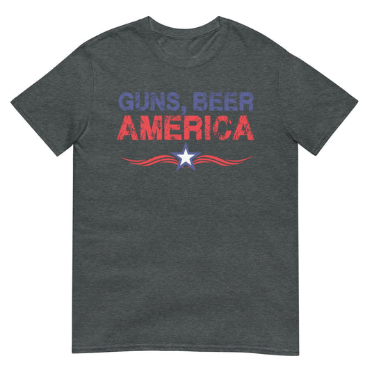 Guns Beer America Usa Shirt Dark Heather / S