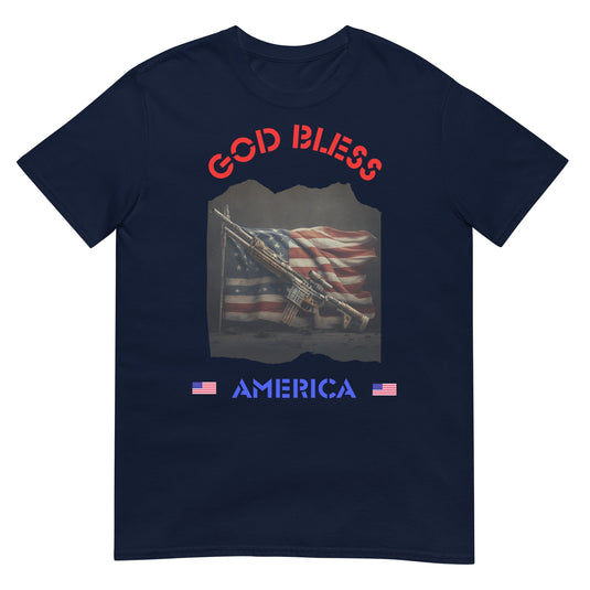 God Bless America Rifle Flag Shirt Navy / S