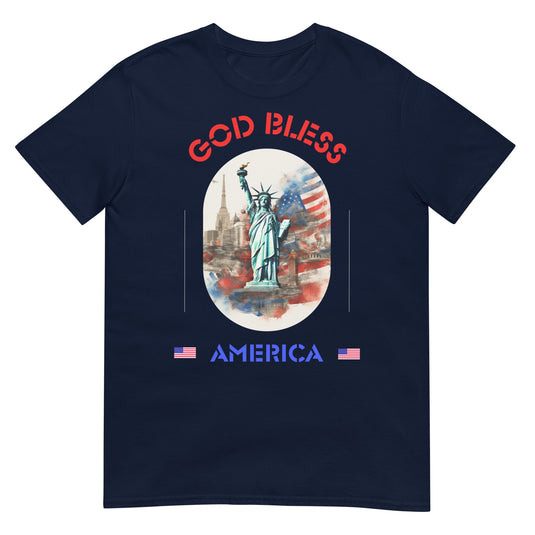 God Bless America Statue Of Liberty Shirt Navy / S