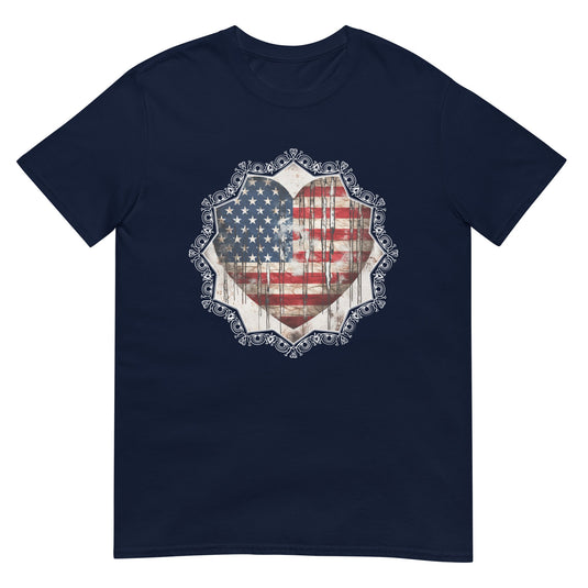 Usa Flag Heart Shape Shirt Navy / S