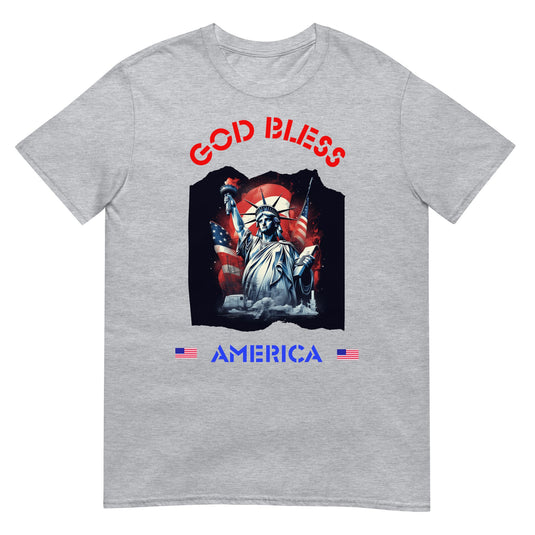 God Bless America Statue Of Liberty Usa Shirt Sport Grey / S