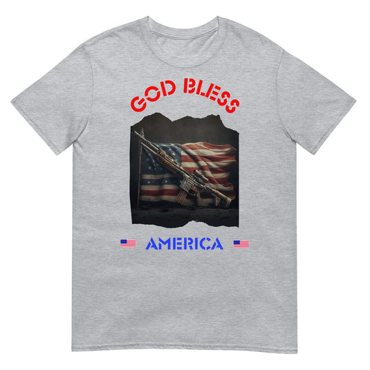 God Bless America Rifle Flag Shirt Sport Grey / S